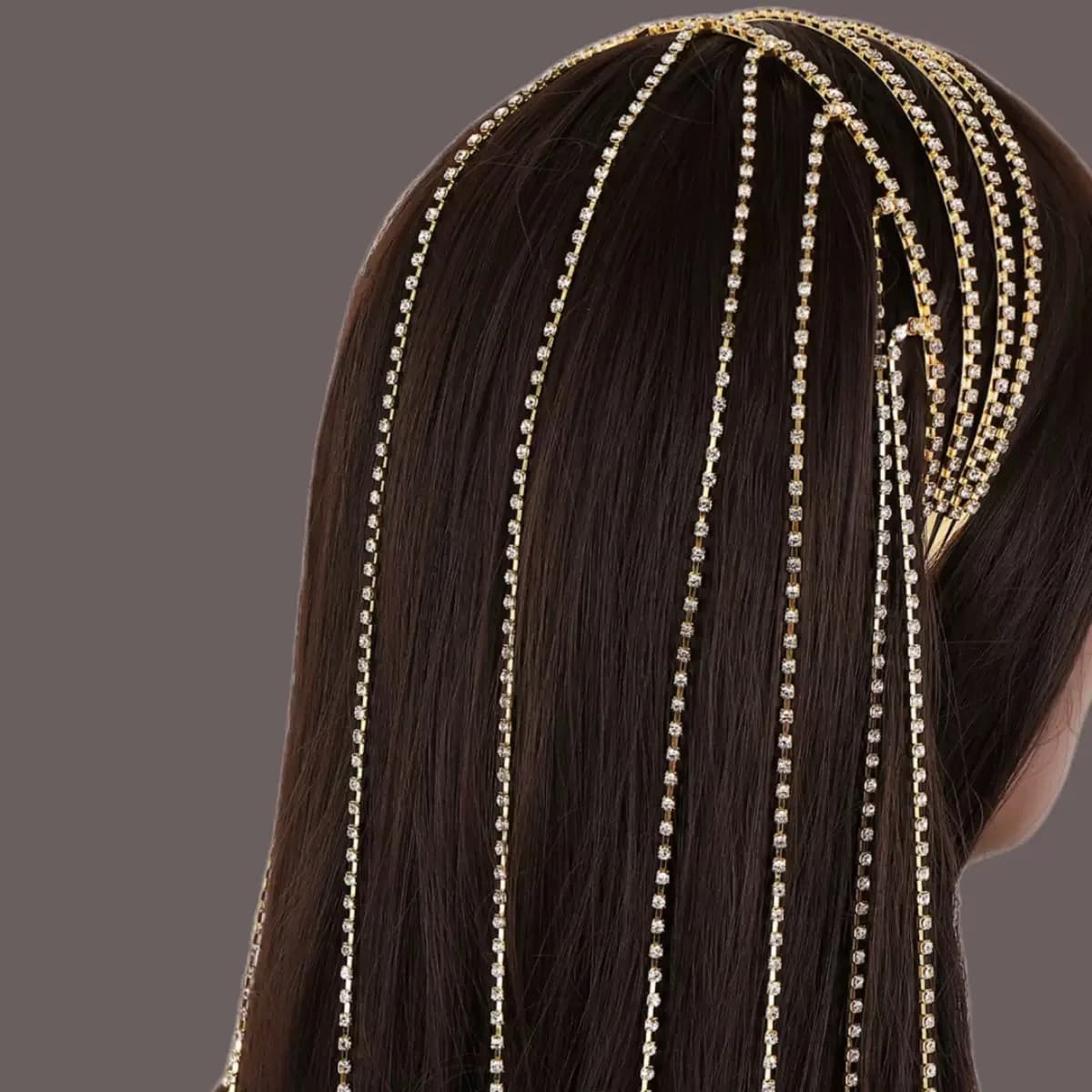 Diamond tassel personality style multi-layer headband Europe and America exaggerated rhinestone tassel temperament headband fash
