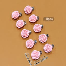 10 pink sweet floral hair clips, small and cute, suitable for daily use as hair accessories
