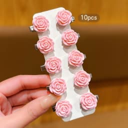 10 pink sweet floral hair clips, small and cute, suitable for daily use as hair accessories