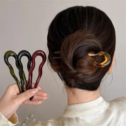 U-Shaped Hair Fork Fashion Tortoiseshell Acetate Acrylic Hairpin Geometric Design Headwear Hair Sticks Women Girls