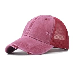 Cotton washed distressed mesh breathable summer baseball cap, versatile outdoor, personalized solid color duckbill cap