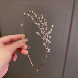 Star Leaves Rhinestones Headbands for Women Imitation Pearl Multi-layer Hollow Hair Hoop French Elegant Dedicate Party Tiaras V1