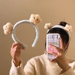 Cute Star Blue Plush Headband for Womens Face Washing and Hair Accessories Headband for Autumn and Winter
