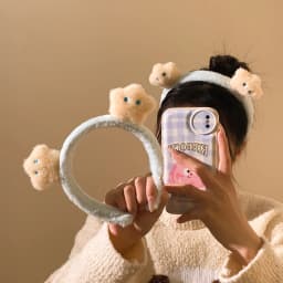 Cute Star Blue Plush Headband for Womens Face Washing and Hair Accessories Headband for Autumn and Winter