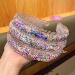 3 flowing sand anti slip PVC widened headbands, sweet and stylish hair accessories
