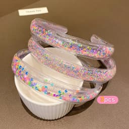 3 flowing sand anti slip PVC widened headbands, sweet and stylish hair accessories
