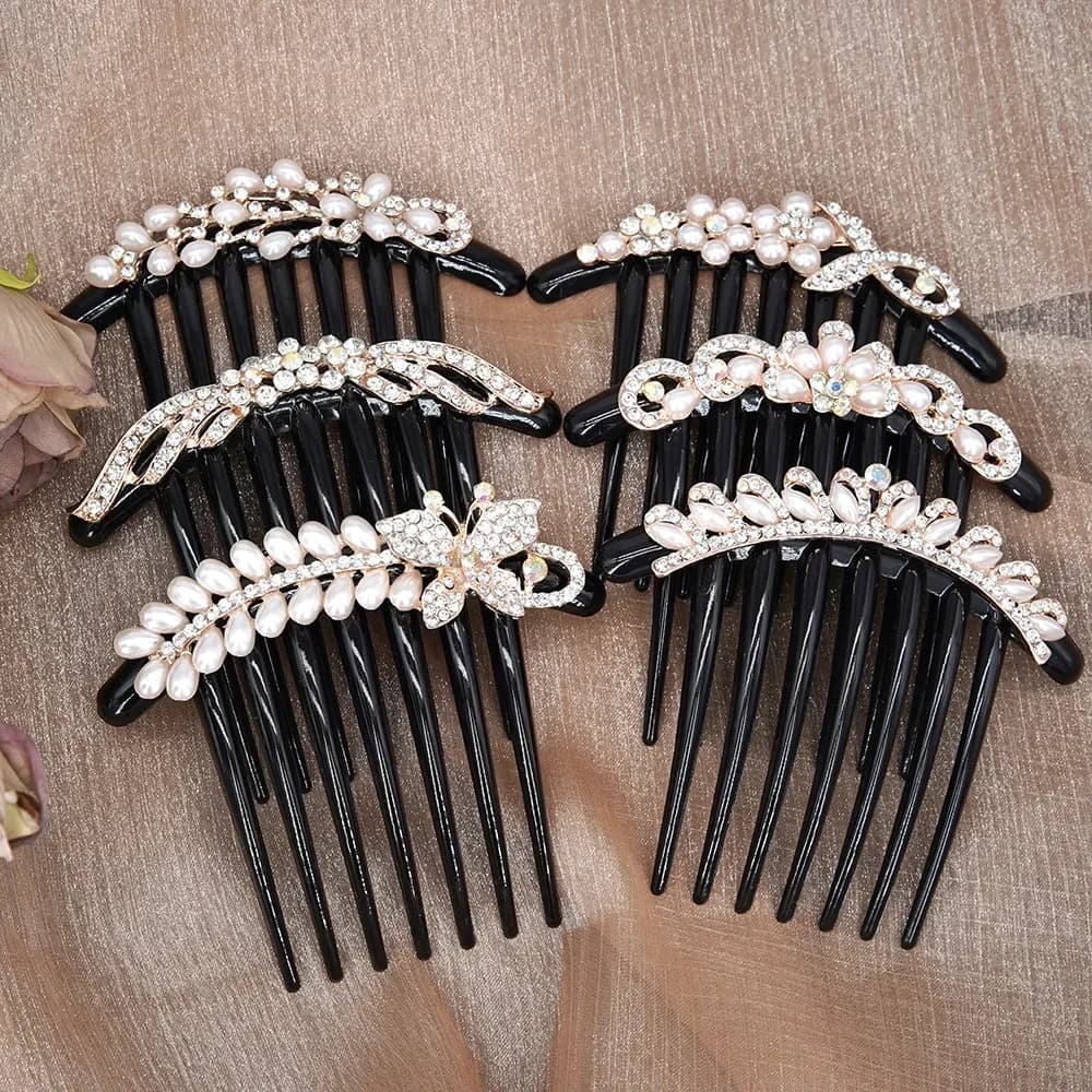 New Women Comb Clip Hairpins Rhinestone Pearl Hairclip Claws Barrettes Hair Combs Hair Maker Bun Hair Accessories Headwear
