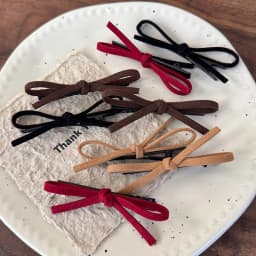 Side suede red bow bangs hairpin forehead headdress women's word clip edge clip autumn and winter 2024 new