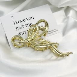 New Fashion Bow Metal Hair Women's High-End Geometric Pearl Temperament Korean Simple Girl Grab Clip Headwear