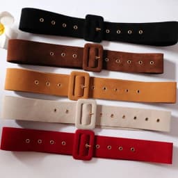 Fashion Women Velvet Belts Jeans Retro Wild Waistbands Strap Square Pin Buckles Belts