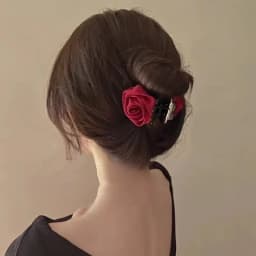 French Big Rose Flower Hair Claw Clips for Women Girls Vintage Satin Solid Fabric Handmade Shark Hairgrip Accessories New