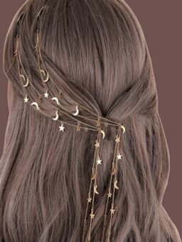 2pcs Moon Star Braided hair Chain Hair accessories Super Fairy headdress, suitable for women and girls