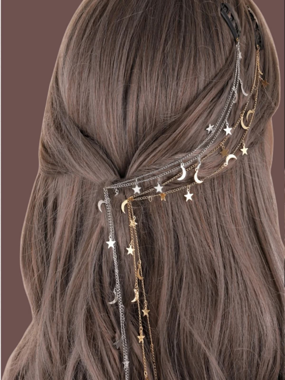 2pcs Moon Star Braided hair Chain Hair accessories Super Fairy headdress, suitable for women and girls