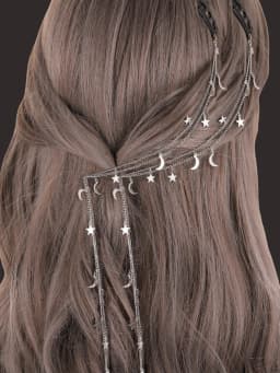 2pcs Moon Star Braided hair Chain Hair accessories Super Fairy headdress, suitable for women and girls