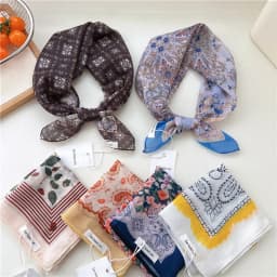 55cm Spring Summer Thin Style Scarf Print Floral Square Scarves Neckerchief Headscarf Headband for Women Kerchief Neck Wraps Tie