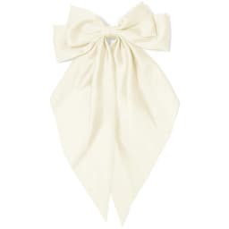 Women's Pink Bow Hair Clip, Large White Satin Bow, Long Tail Alligator Clip, Big Hair Bow Girl Suitable for Birthday Wedding Dan