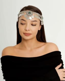 Afghan Vintage Alloy Coin Tassel Turquoise Head Chains for Women Bohemian Boho Tribal Gypsy Statement Hairband Ethnic Jewelry