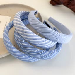 Beach Blue Striped Headbands New Twill Fabric Sponge Hair Hoop for Womans Girls Sweet Elegant Hair Band Fashion Retro Headdress