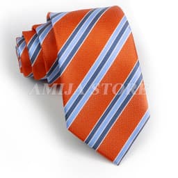Men's Fashion Tie 7.5cm Tie Sage Green Orange Stripes Ties Business Meeting Suit Wedding Party Office Tie Men's Gift Accessorie
