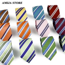 Men's Fashion Tie 7.5cm Tie Sage Green Orange Stripes Ties Business Meeting Suit Wedding Party Office Tie Men's Gift Accessorie