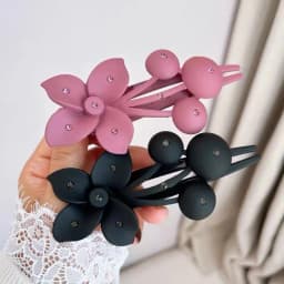 Fashion Matte Flower Hairpins Vintage Rhinestone Non-slip Hair Clip Claw Clamps Women Girls Hair Accessories Party Headwear Gift