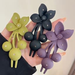 Fashion Matte Flower Hairpins Vintage Rhinestone Non-slip Hair Clip Claw Clamps Women Girls Hair Accessories Party Headwear Gift