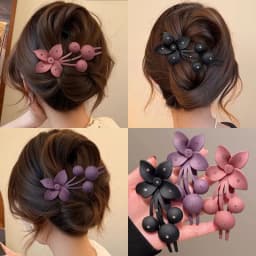 Fashion Matte Flower Hairpins Vintage Rhinestone Non-slip Hair Clip Claw Clamps Women Girls Hair Accessories Party Headwear Gift