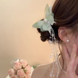 Fairy Tassel Hair Clip For Women Mermaid Pearl Butterfly Side Hairpin Exquisite Elegant Wedding Party Travel Hair Accessories