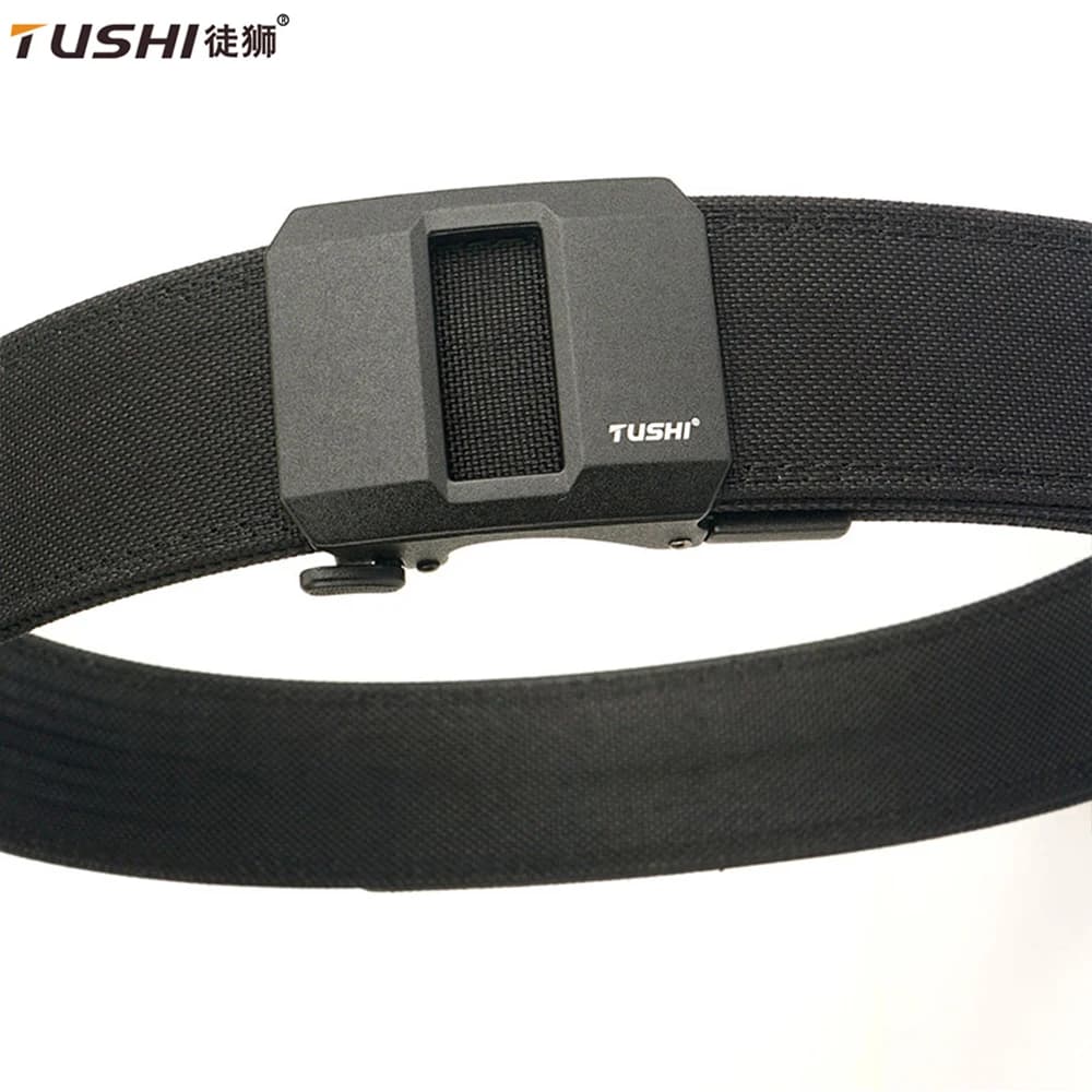 TUSHI Brand 4.3CM Wide Double-Layer Reinforced Automatic Buckle Training Quick Hanging Pistol Belt Men's Nylon Outdoor Leisure
