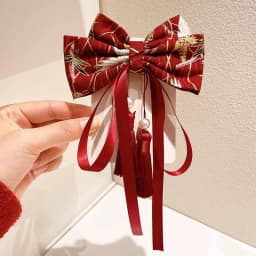 Exquisite Japanese Fox Bow Tassels Ribbon Hair Clip Headwear Girl Cartoon Hairpin Hanfu Cosplay Clothing Accessories