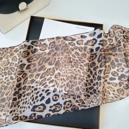 Leopard Small Long Silk Scarf Women Chiffon Strap Winter Warm Windproof Y2k Irregular Scarf Waste World Punk for Nightclub Party