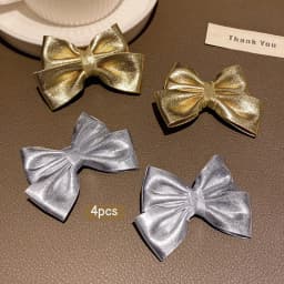 4 gold and silver bow hair clips, fashionable hair accessories suitable for daily use
