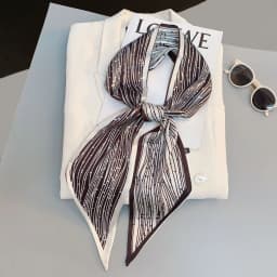 Cute Bunny Print Hair Ribbon Bevel Scarf Women Neck Tie Bag Scarfs Satin Silk Skinny Headscarves Ladies Foulard Floral Bands