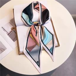 Cute Bunny Print Hair Ribbon Bevel Scarf Women Neck Tie Bag Scarfs Satin Silk Skinny Headscarves Ladies Foulard Floral Bands