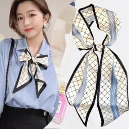 Cute Bunny Print Hair Ribbon Bevel Scarf Women Neck Tie Bag Scarfs Satin Silk Skinny Headscarves Ladies Foulard Floral Bands