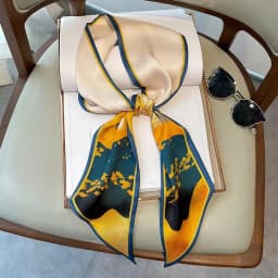 Cute Bunny Print Hair Ribbon Bevel Scarf Women Neck Tie Bag Scarfs Satin Silk Skinny Headscarves Ladies Foulard Floral Bands