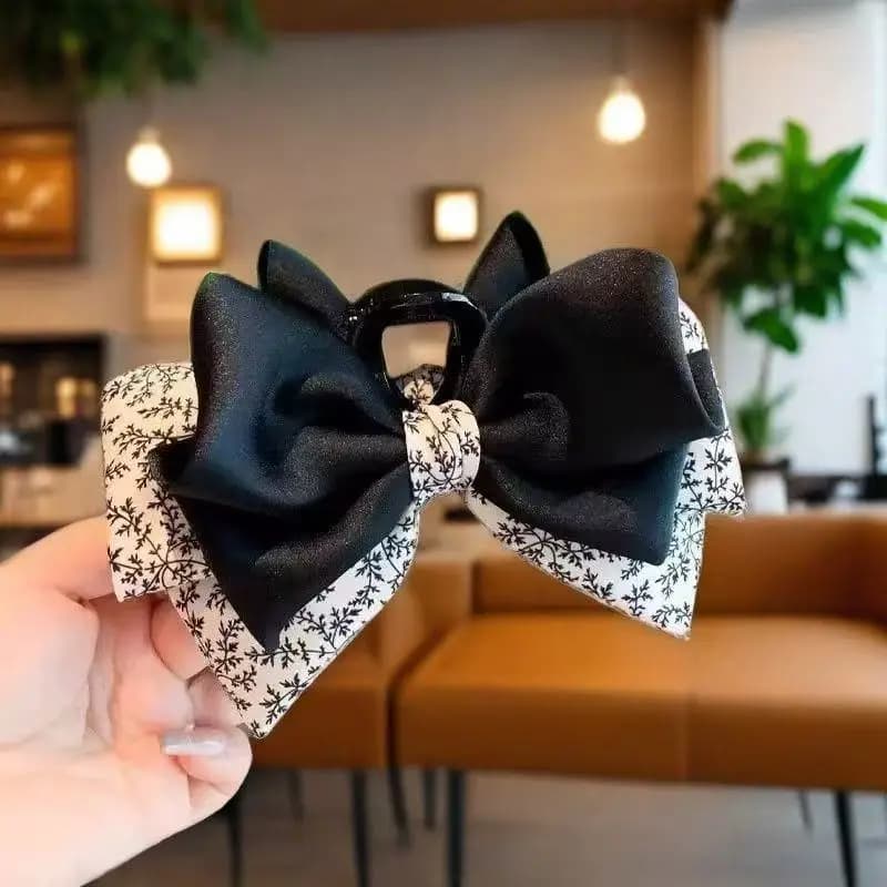 1pc Elegant floral bow clip, new retro autumn and winter style, shark clip hair clip headband at the back of the head