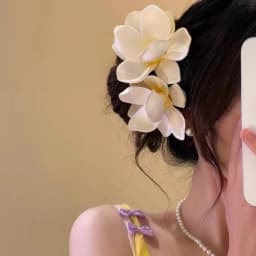 Yellow Elegant Magnolia Shark Clip Acrylic Sweet Yulan Flower Hair Claw Side Clip French Style Women Hair Accessories Summer