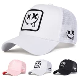 Unisex XX Smiling Face Embroidery Baseball Net Caps Spring and Summer Outdoor Adjustable Casual Hats Hip Hop Hat Sunscreen Hat