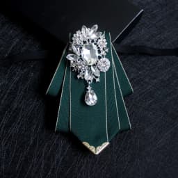 Luxury Wedding Elegant Necktie For Men Dress Shirt Collar Rhinestone Black Green Bow Tie Clips Brooches Bowtie Gifts Accessories