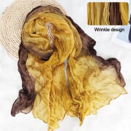 Fashionable Trend Gradient Blue Fold Shawl Soft Retro Pleated Long Scarf Sunscreen Scarf Spring Summer