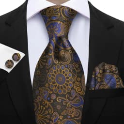 Luxury Paisley Brown Red Blue Grey Wedding Tie For Men Handky Cufflink Gift Men Necktie Fashion Designer Business Party Gift