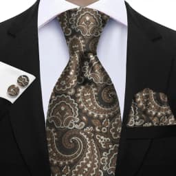Luxury Paisley Brown Red Blue Grey Wedding Tie For Men Handky Cufflink Gift Men Necktie Fashion Designer Business Party Gift