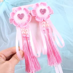 Cute tassel pearl flower hair clip for little girls