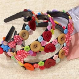 Dopamine Coloured Button Headband Face Washing Y2k Childishness Hairband Headwear Korean Style Bow Hair Hoop