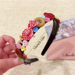 Dopamine Coloured Button Headband Face Washing Y2k Childishness Hairband Headwear Korean Style Bow Hair Hoop