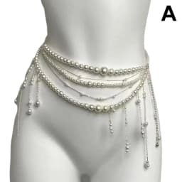 Fashion Y2K Retro Multilayer Pearl Waist Chain Belt For Women - Stylish Body Jewelry Accessories For Party & Casual Wear