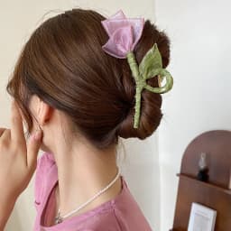 Tulip Tulle Flower Shark Clip Hair Claws For Women Elegant Ponytail Hairpin Hair Crabs Barrettes Girls Fashion Hair Accessories