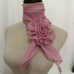 Sweet Flower Chiffon Scarf Versatile Elegant Rose Decor Neck Scarf Detachable Floral Scarf Shawl Girls
