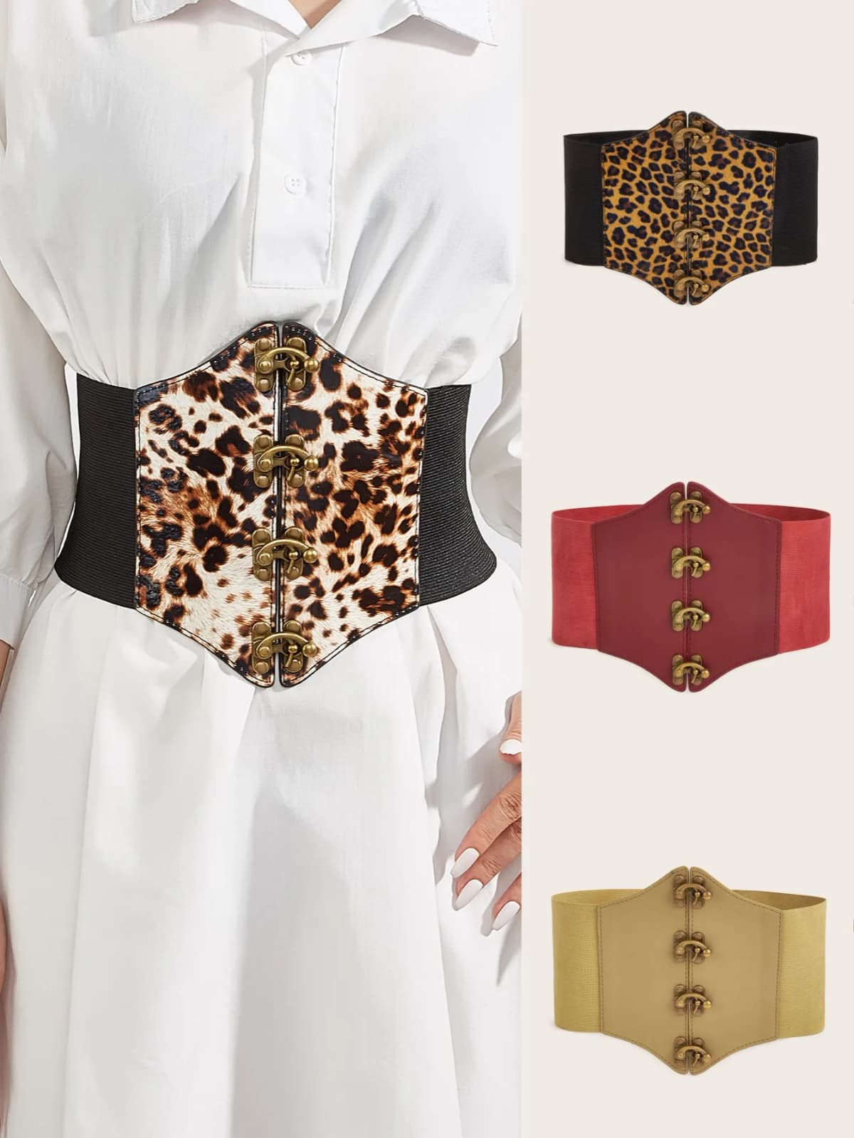 1pcs Multicolor Leopard Print Elastic Lock Waist Corset Fashion Waist Corset Dress Accessories Belt